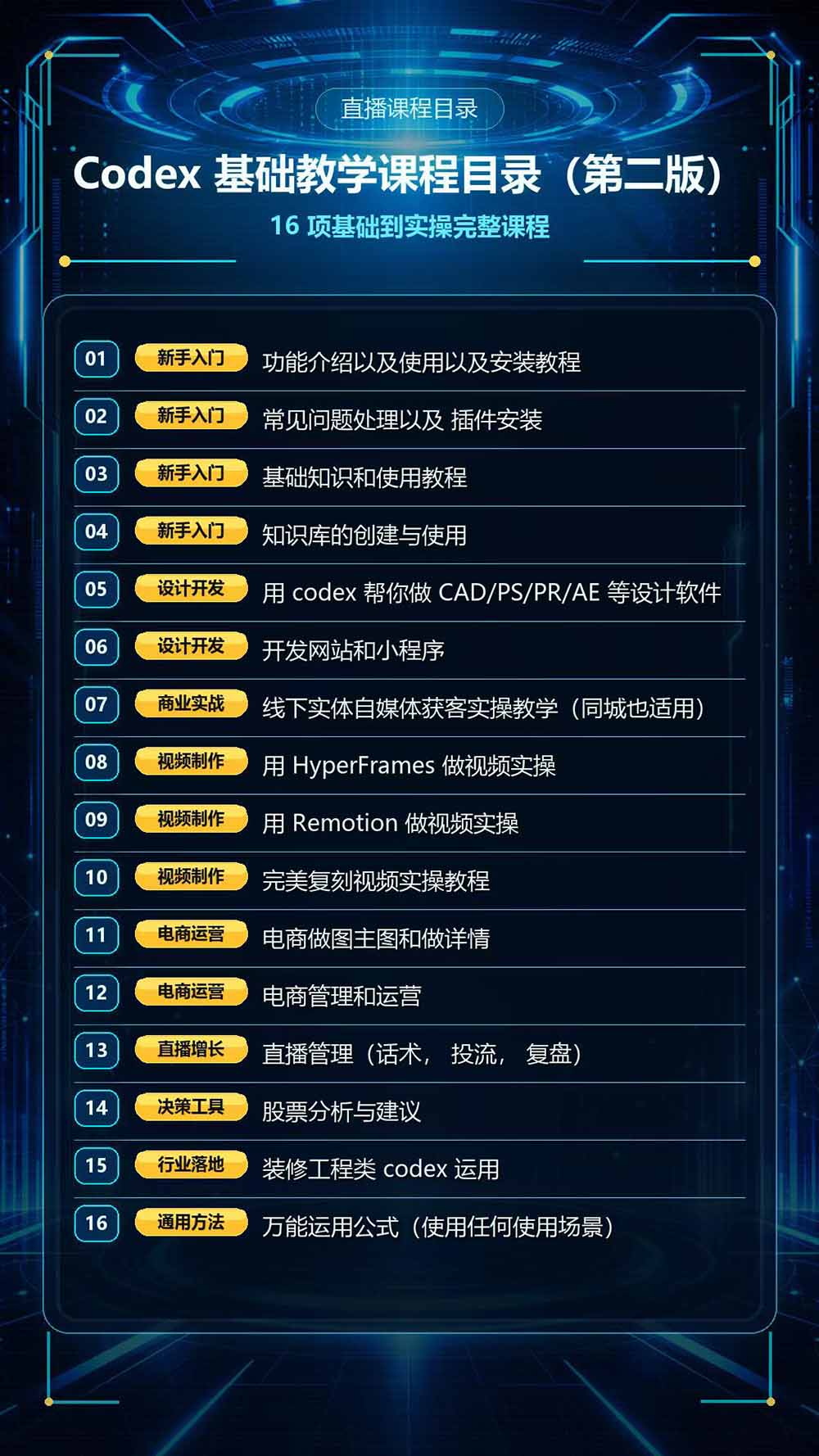Codex全场景系统实操课-第2期：从安装插件、知识库到设计视频、电商直播与网站开发，掌握AI真实业务落地完整流程-只做优质可落地项目