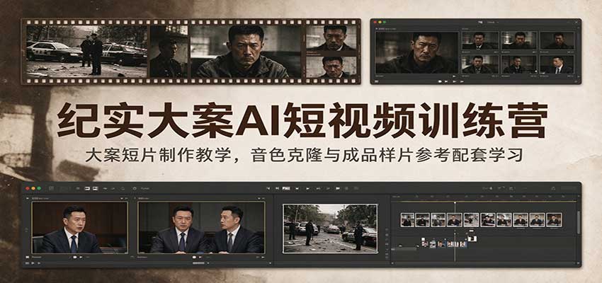 纪实大案AI短视频训练营：大案短片制作教学，音色克隆与成品样片参考配套学习-只做优质可落地项目