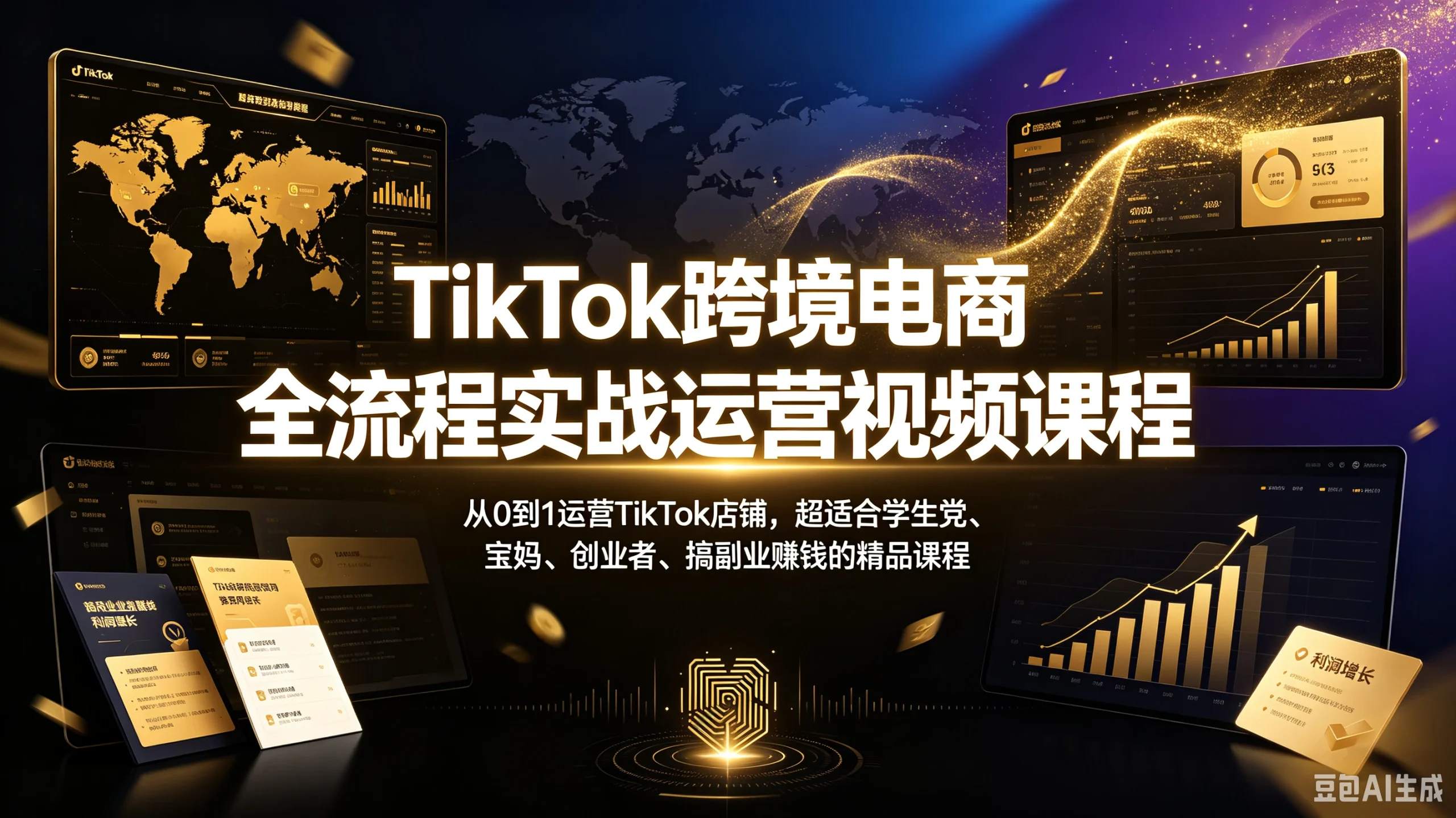 【精】TikTok跨境电商全流程实战运营视频课程,从0到1运营TikTok店铺,超适合学生党、宝妈、创业者、搞副业赚钱的精品课程-只做优质可落地项目