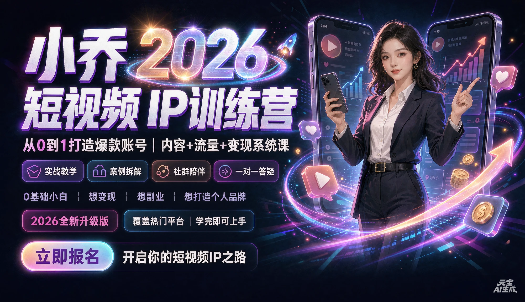 【精】2026AI新模式短视频IP训练营|小乔老师主讲:从0到1打造你的短视频IP-只做优质可落地项目